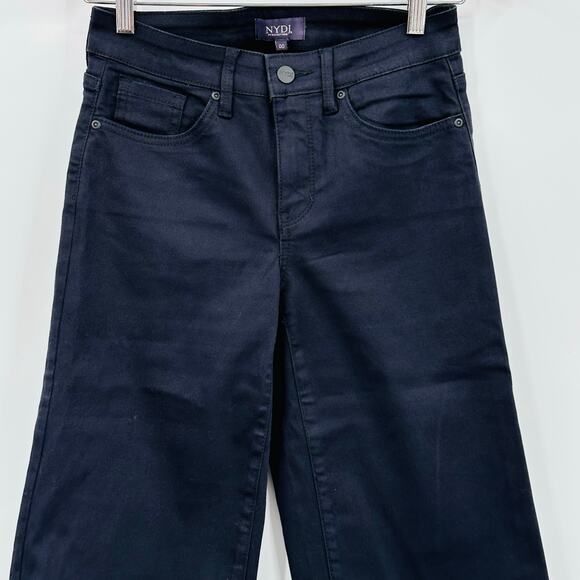 NYDJ Wide Leg Pedal Pusher Jeans Womens SIZE 00 BLACK Stretch NWOT - Picture 3 of 8